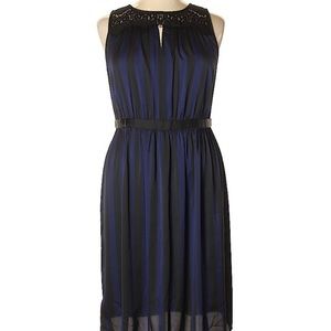 NWT LOFT Sleeveless Stripe Blue & Black Lace Dress